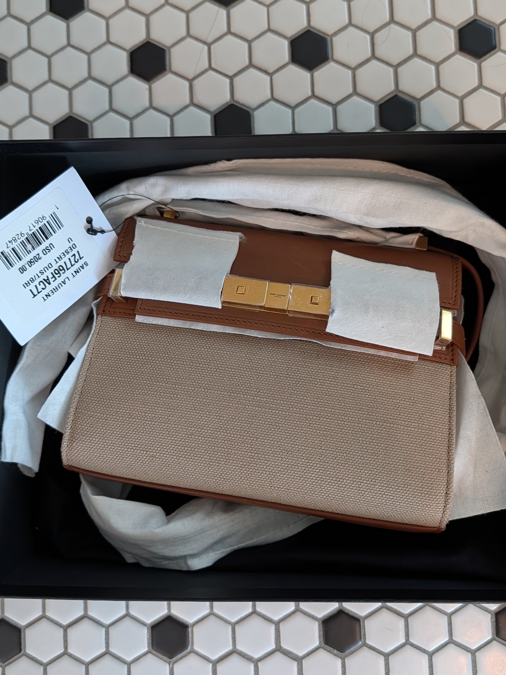 Saint Laurent Desert Dust & Brick Mini Crossbody Bag - Picture 5 of 5